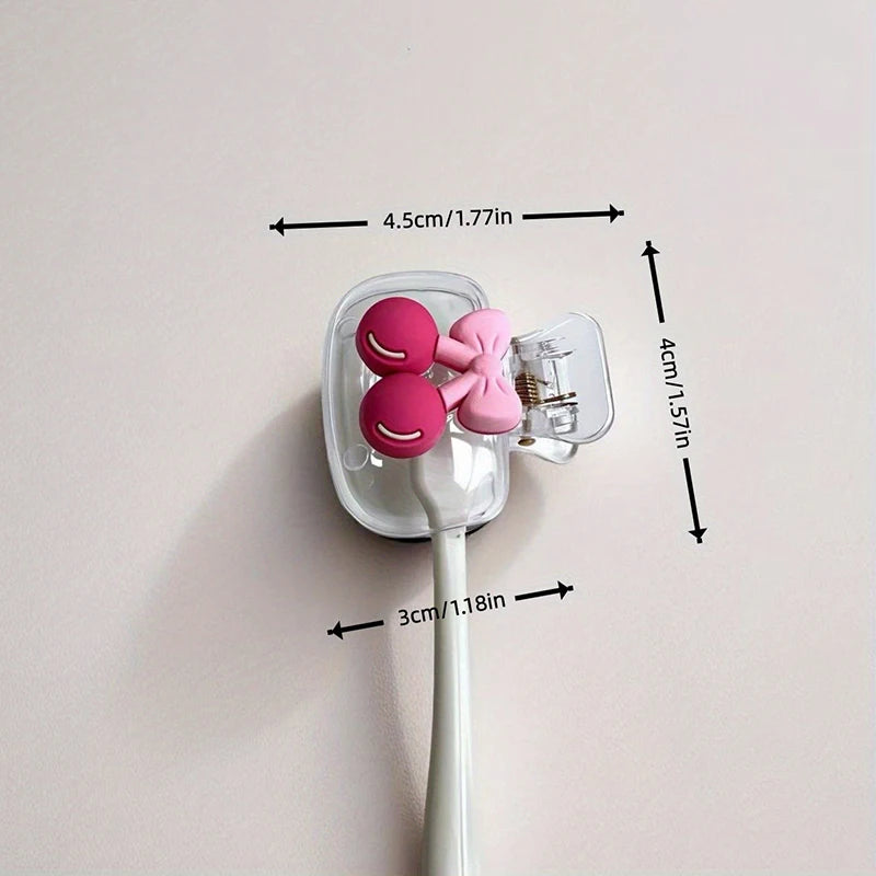 Cute Cherry Design Toothbrush Holder Cherry Pattern Protects Toothbrush Head Features Dual Holes For Drainage And Ventilation