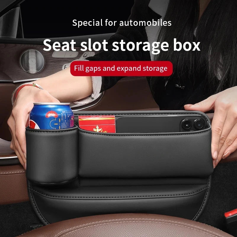 Car Seat Gap Storage Box Multifunction Car Interior Crevice Organizer Auto Seat Central Control Storage Bag With Cup Holder