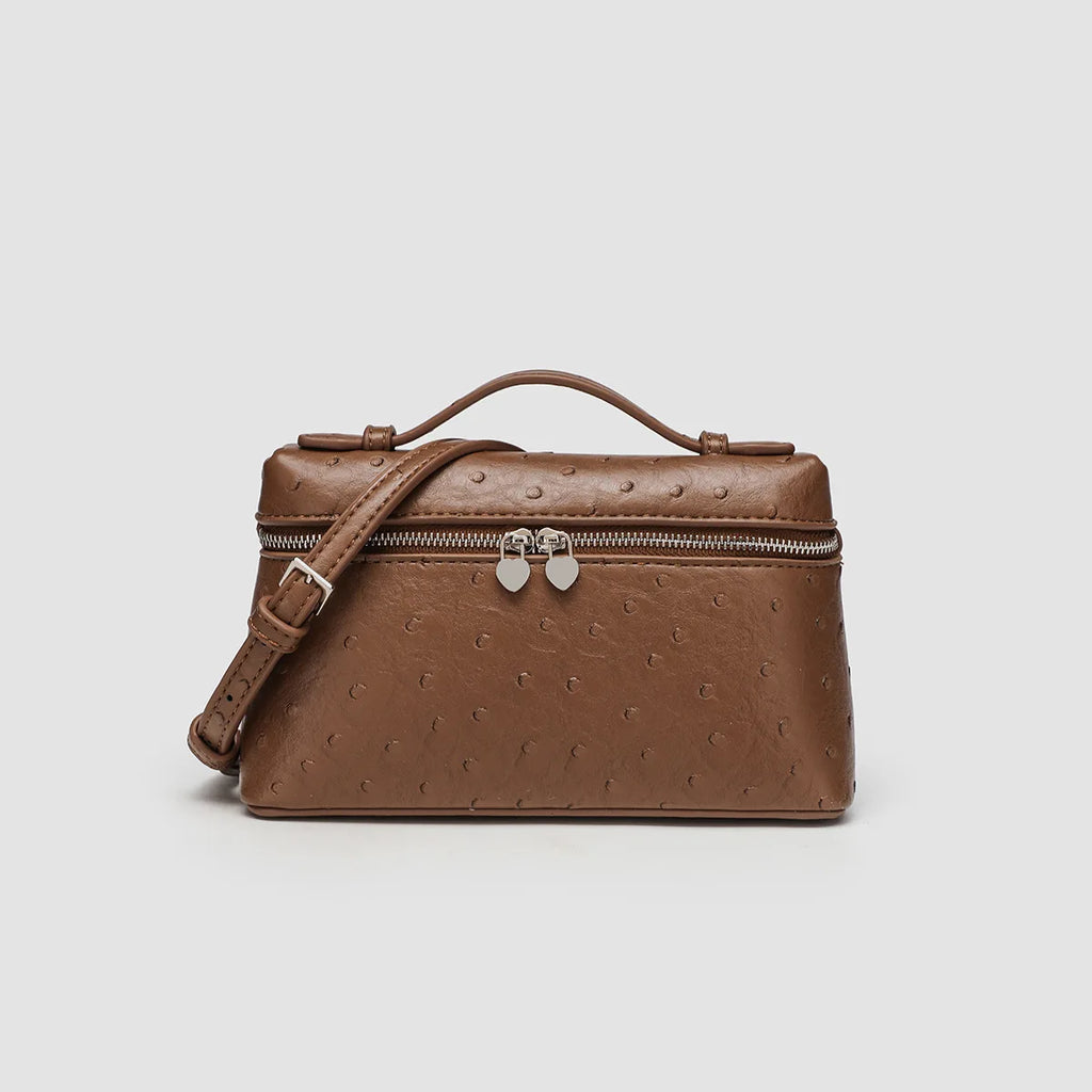 Customized name: pu leather texture, ins style lunch box bag, women's bag, new ostrich pattern commuter handbag, crossbody bag