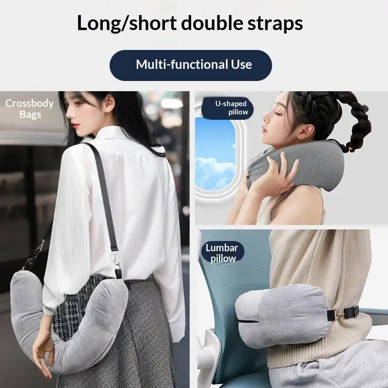 Travel Neck Pillow With Fillable Clothing Storage Bag U-Shaped Pillowcase Crystal Fleece Neck Pillow Cover For Airplane Travel