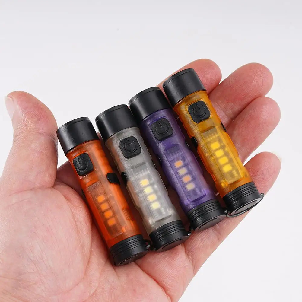 Pocket Mini Flashlight Outdoor LED Key Clip Cap Torch Long Endurance USB Rechargeable Emergency For Hiking Camping Trail