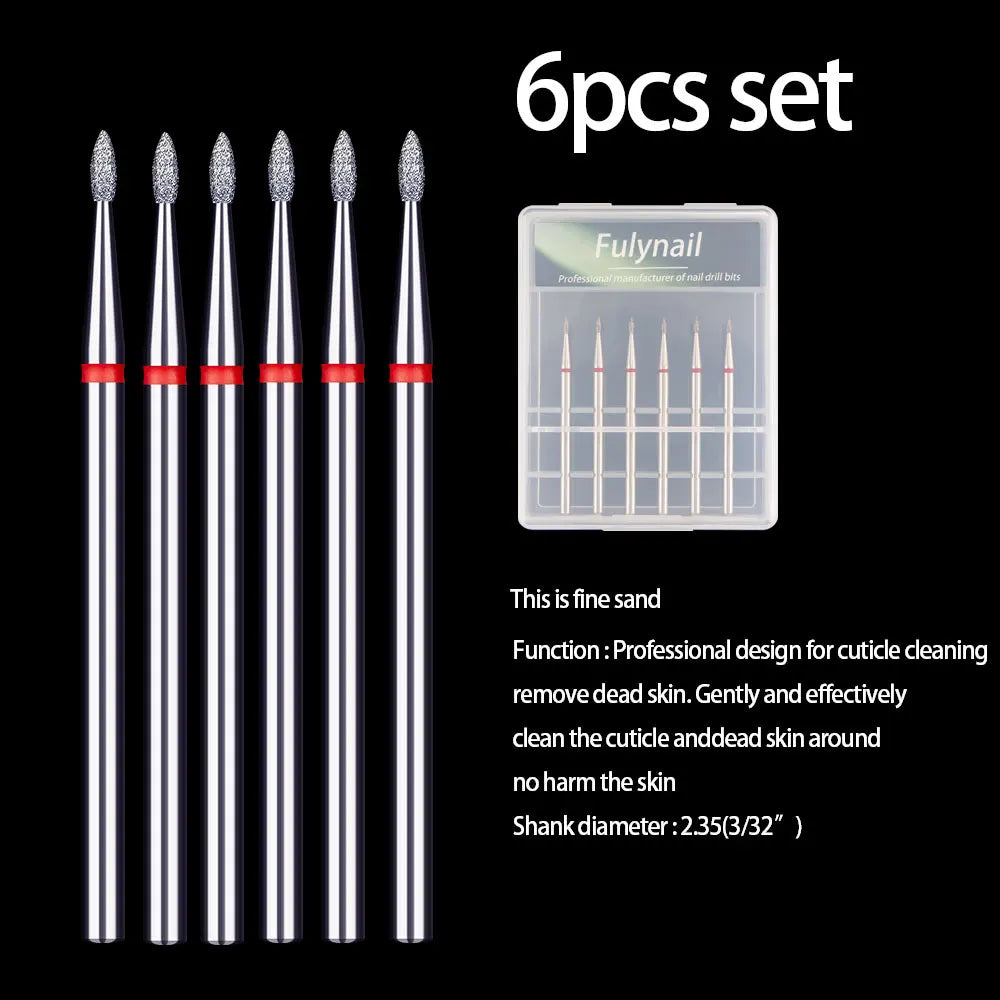 6Pcs/Set Diamond Nail Drill Bit Manicure Burr Cuticle Dead skin Clean Electric Milling Cutters  Manicure Drill Accessory