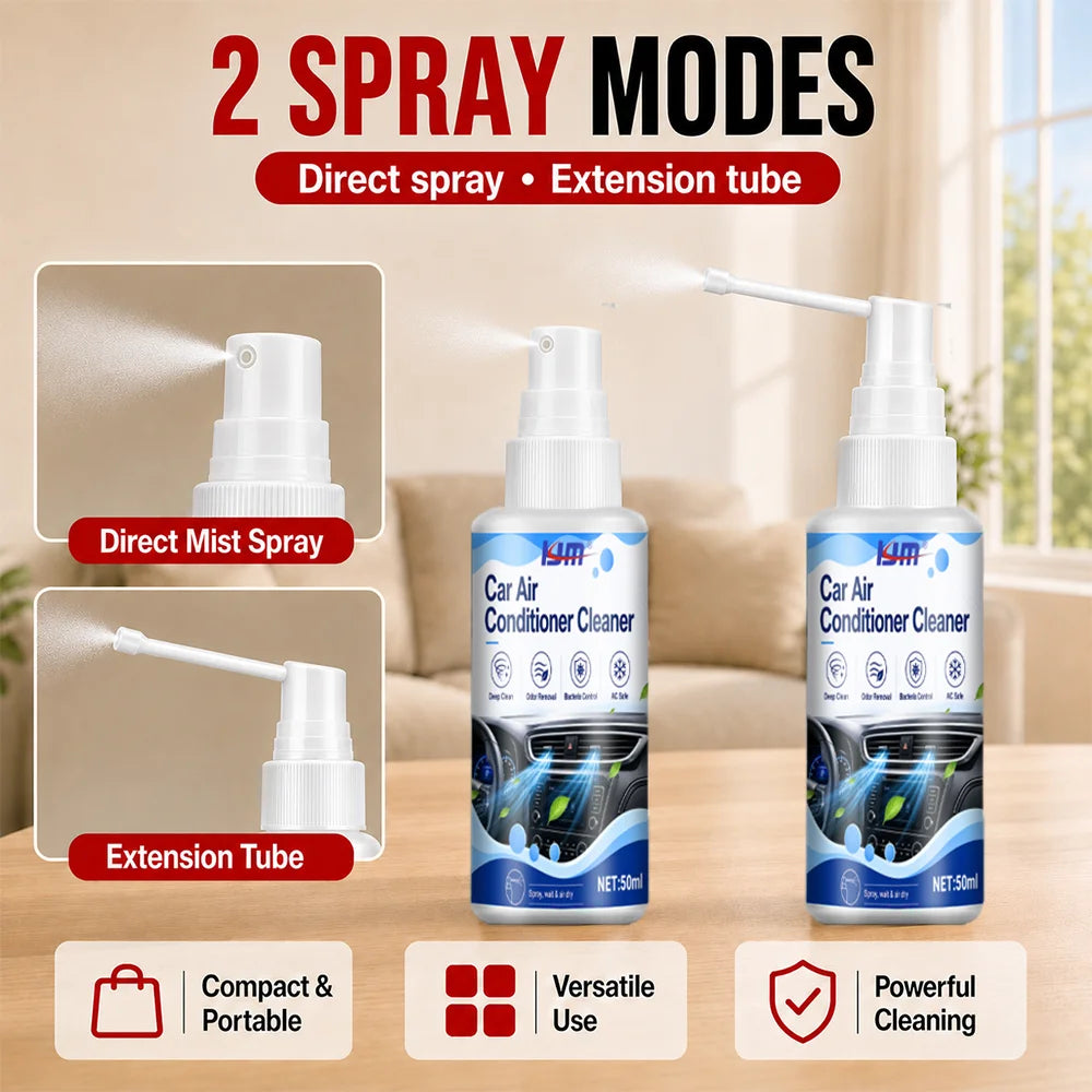 Automotive Air Conditioner Foam Cleanser 50ml Dual Nozzle Spray Car AC Vent Dust Mildew Deodorizing Care Agent