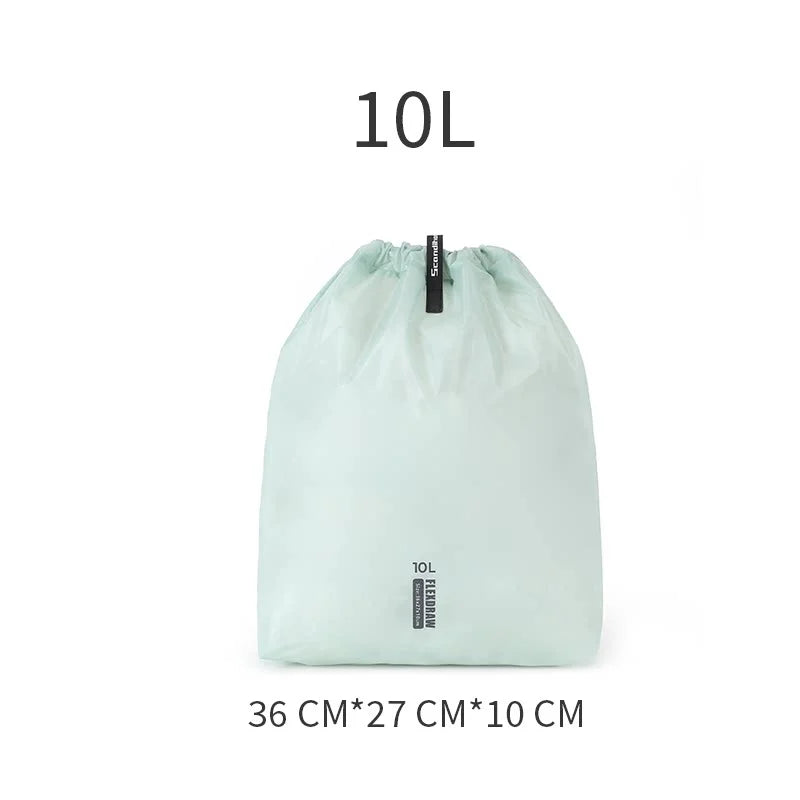15D Nylon Waterproof Travel Bag IPX5 Ultra-light Dry Bag Drawstring Pouch Zipper Storage Case for Swimming Fitness Outdoor Sport