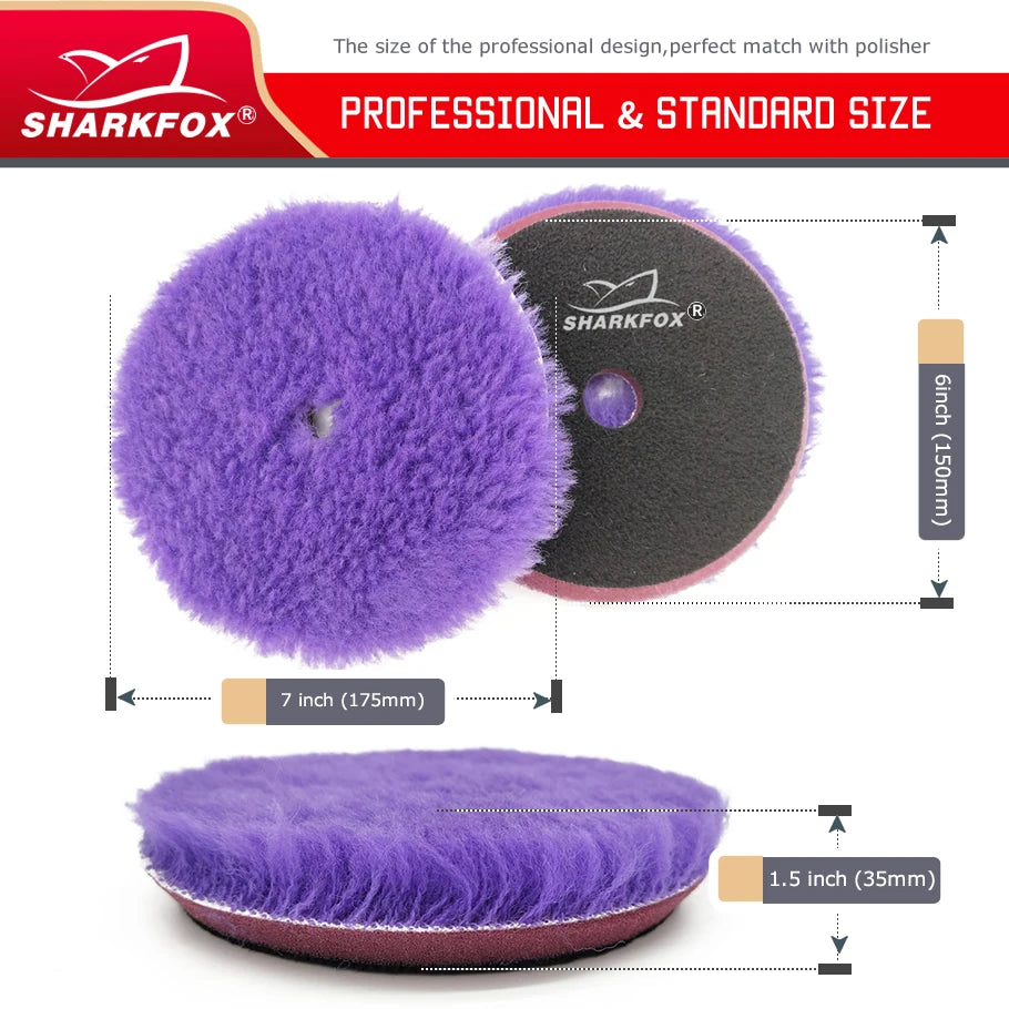 Sharkfox Car Polishing Pad Wool Buffing Pads Waxing Polishing Disc Cleaning Scratch Removal Tool 5/6 Inch Self-Adhesive