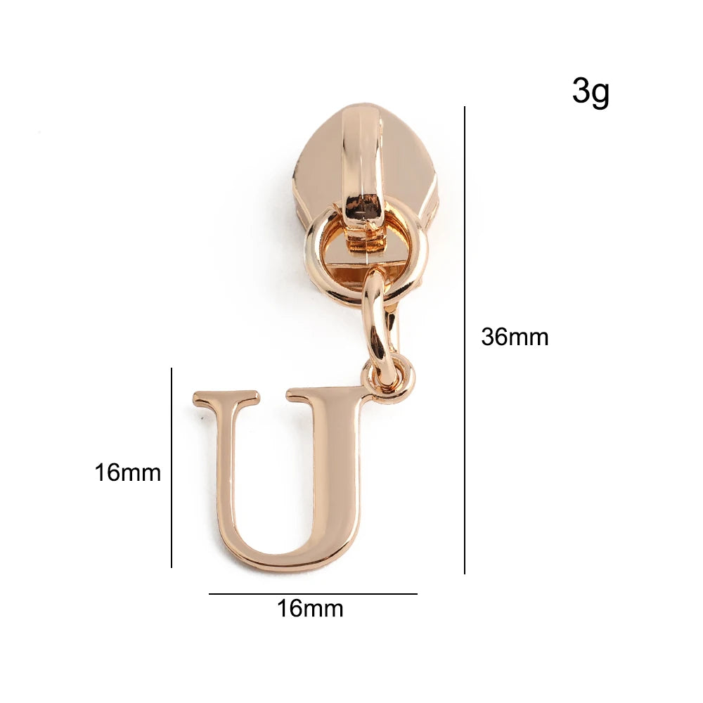 20/50PCS 5# Nylon A-Z English Initial Letter Zipper Puller Slider For Create Personal Logo Bag Purse Trinkets Gift Accessories