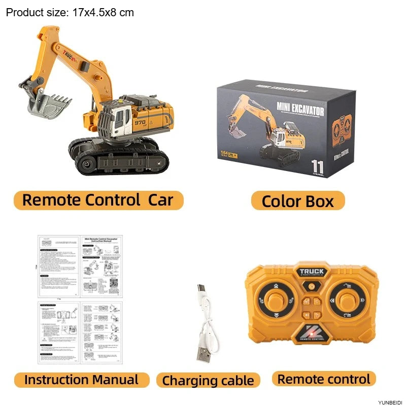 1:64 RC Mini Alloy Forklift dump truck excavator desktop toy 2.4G Remote Control engineering vehicle Boy's Dream Collection Gift