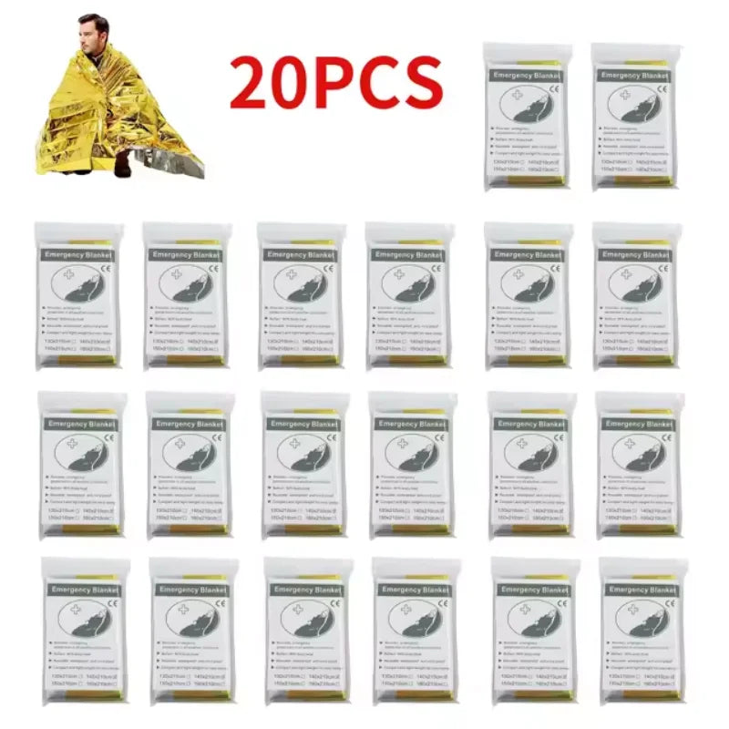 5-30Pc Outdoor Emergency Gold-Sliver Survival Blanket Waterproof First Aid Rescue Curtain Foil Thermal Military Blanket130X210Cm