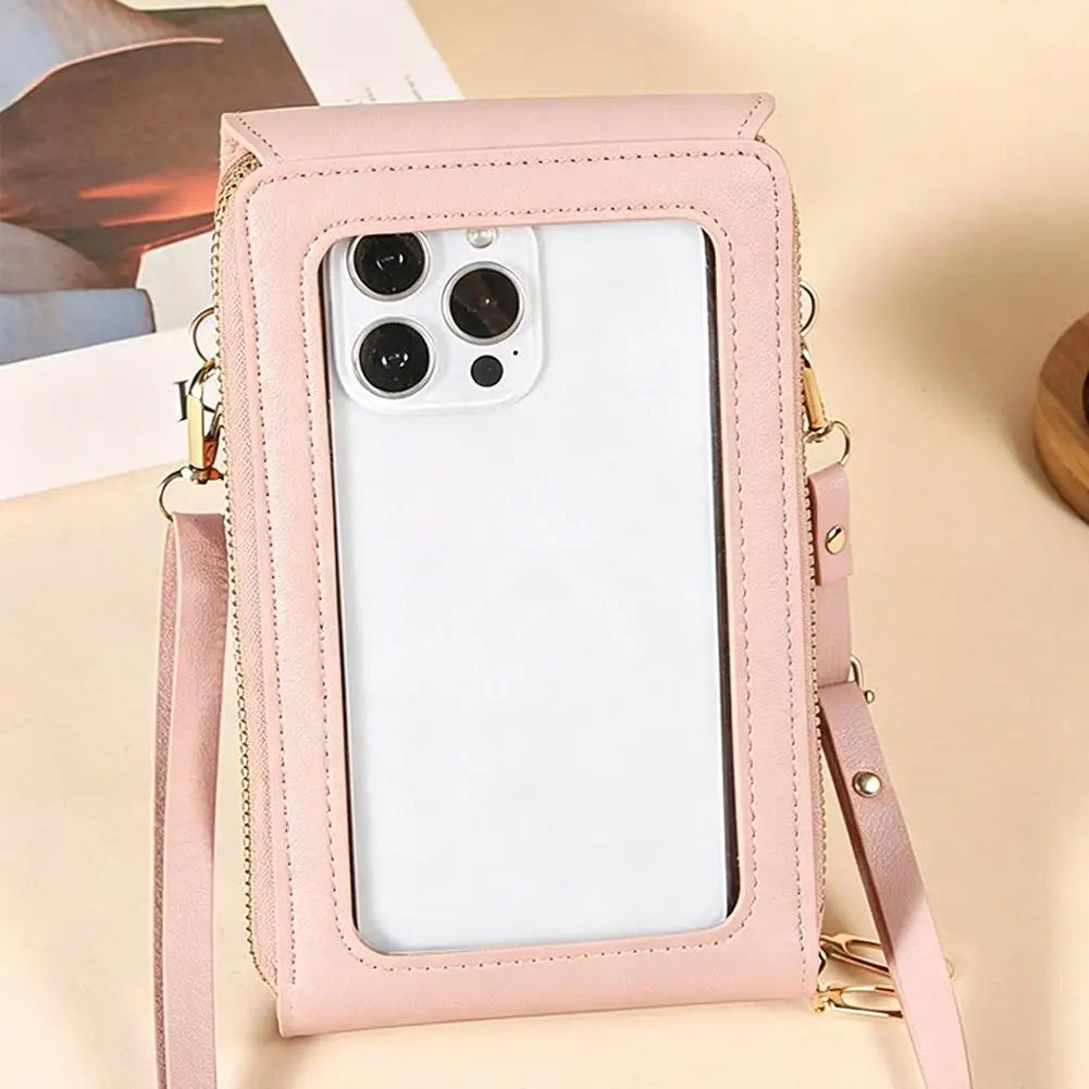 PU Leather Crossbody Phone Bag Touch Screen Cell Phone Purse Women Shoulder Bags Durable Luxury Handbag Card Lipstick Storage