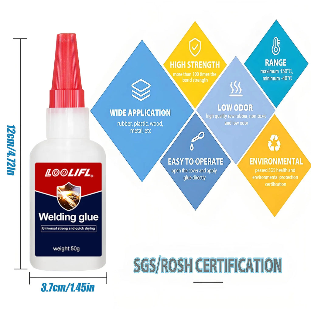 Loolifl 50g Welding High-Strength Oil-Based Glue - Universal Instant Strong Adhesive Precision Resin Ceramic Metal Glass Super Glue