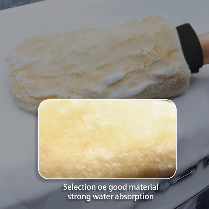 Waterproof Car Wash Microfiber Gloves Soft Thickened Wool Plush Car Cleaning Mitt Double-faced Glove Car Wash Supplies