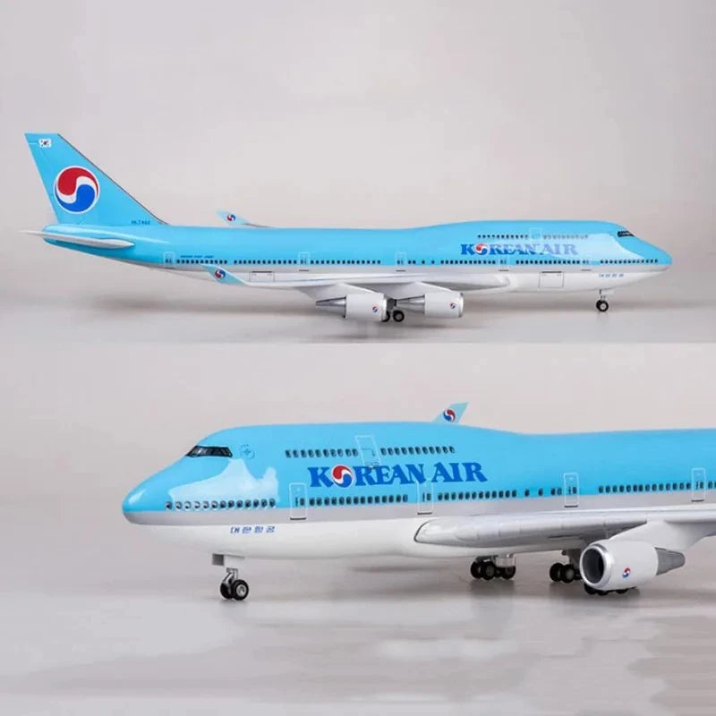 47cm Korean Airline B747 Planes Model 1:150 Scale Resin Diecast Aircraft Model Airplane W Light & Wheel(Touch Or Sound Control)