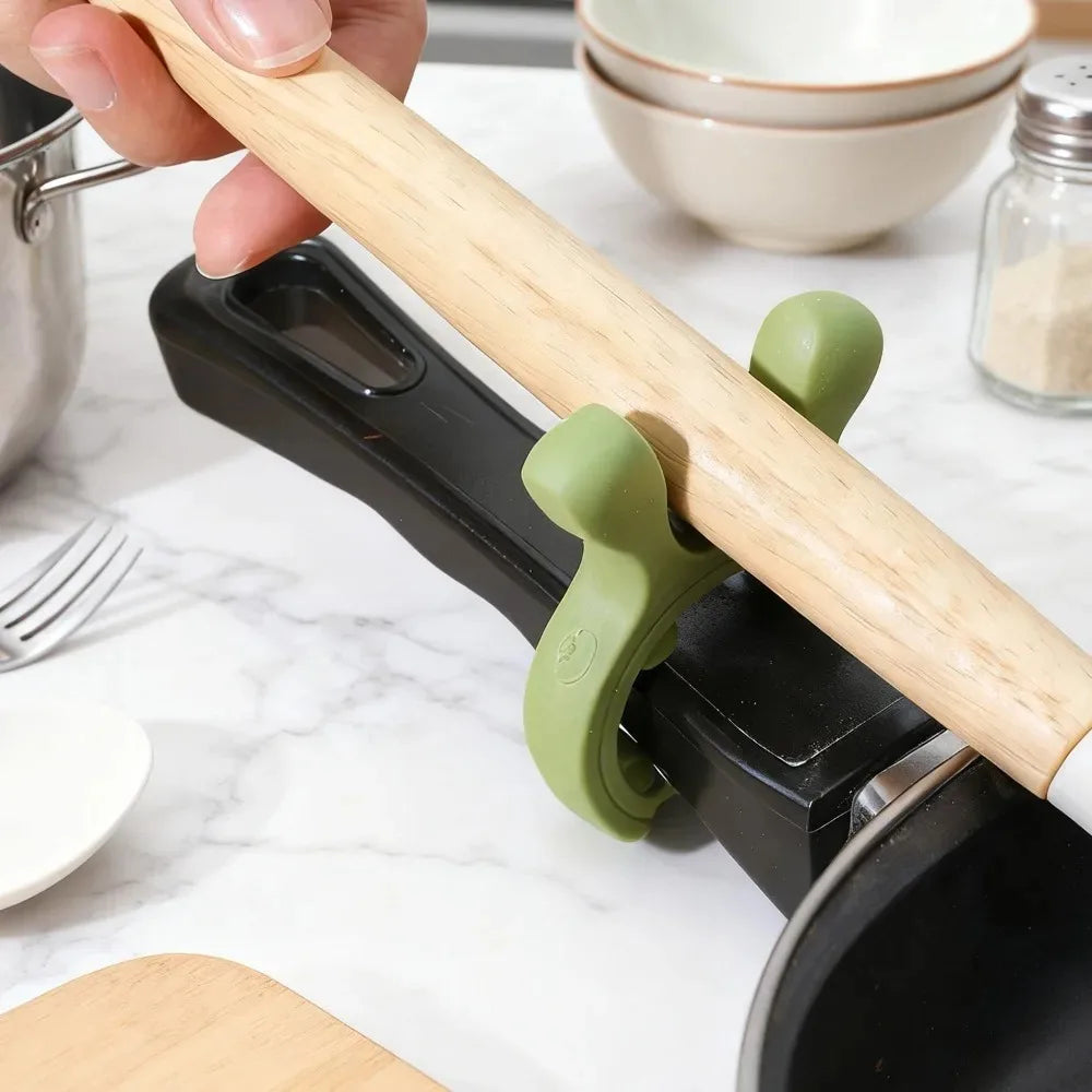 Silicone Deer Ear Spatula Rack Universal Anti-scalding Spoon Holder Heat-resistant Shovel Clip Overflow Pot Clips Kitchen Gadget