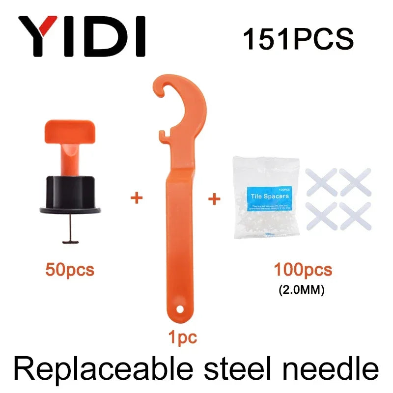 51/151/401/701pcs Tiles Leveling System Level Wedges Tile Cross Spacer Locator Resuable Replaceable Steel Heedle Leveler Tools