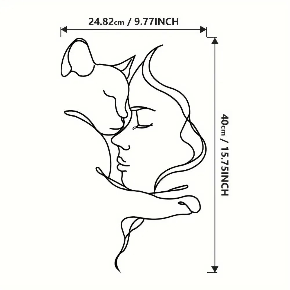 Large Scale Sleek Feminine Metal Line Art Mural | Minimalist Premium Wall Sculpture for Bathroom & Bedroom