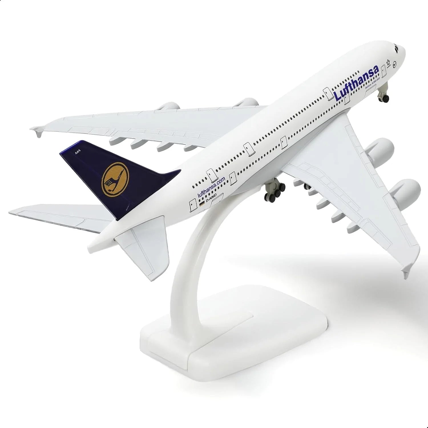 1/300 Scale 20cm Die-cast Metal Toy Plane Model Kit Lufthansa A380 Sky Jumbo Model Plane with Stand for Collections and Displays