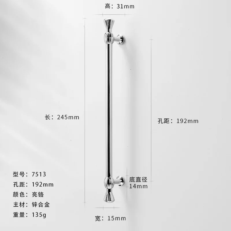 Bright Chrome Silver Wardrobe Door Handle Modern Minimalist Zinc-Alloy Pull for Cabinet Shoe Cabinet  Drawer Furniture Hardware