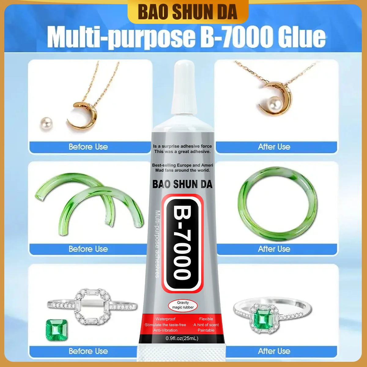 Transparent adhesive B-7000 and black T-7000, 25ml/50ml/110ml, handmade jewelry, quick-drying waterproof resin glue, phone screen repair glue, universal adhesive for DIY jewelry