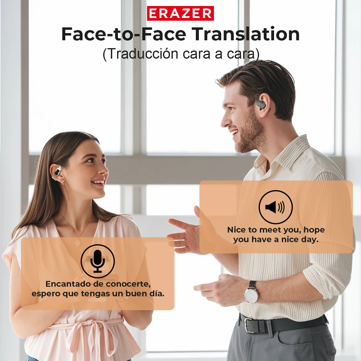Translator Erazer XP6 Bluetooth Earphones Wireless Earbuds 135 Languages Real-time Translate ASMR Headset DIY Equalizer APP