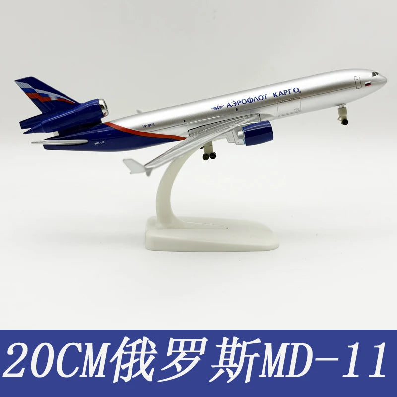 Scale Aircraft 20CM Russia Air MD-11 Airplane Model Diecast Metal Airplane Model Kit With Stand For Display Collection Gift