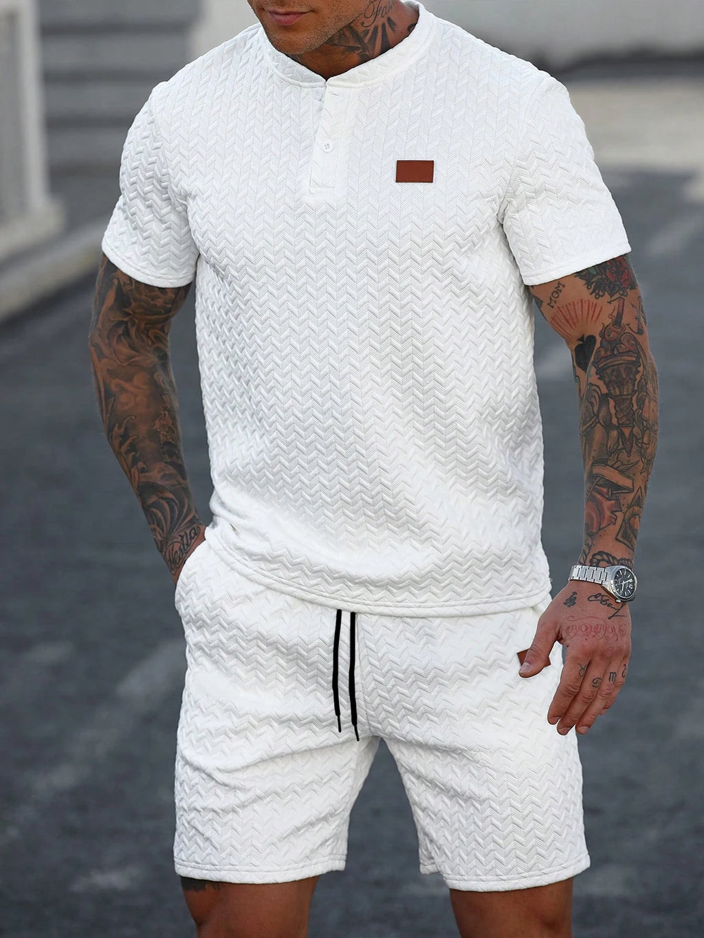 New Summer Casual Sports Shorts: Featuring a knitted, slightly stretchy jacquard design, these solid-color shorts offer a simple