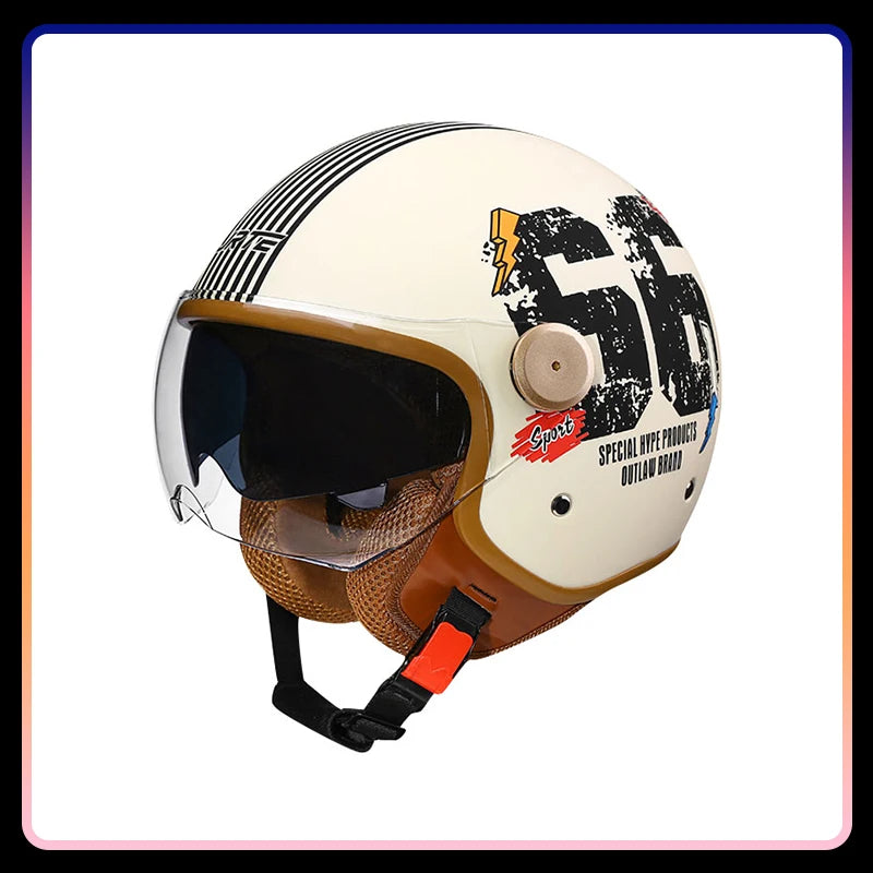 New Arrivals Daul Lens Open Face Helmet DOT ECE Approved Men Women Jet Motorcycle Helmet Retro 3/4 Open Half Helmet Double Visor