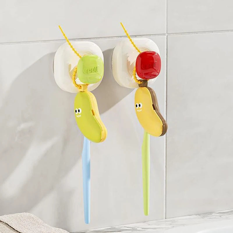Travel Protector Case Portable Toothpaste Capsule Holder Dustproof Hiking Camping Organizer 2-in-1 Banana Toothbrush Head Cover