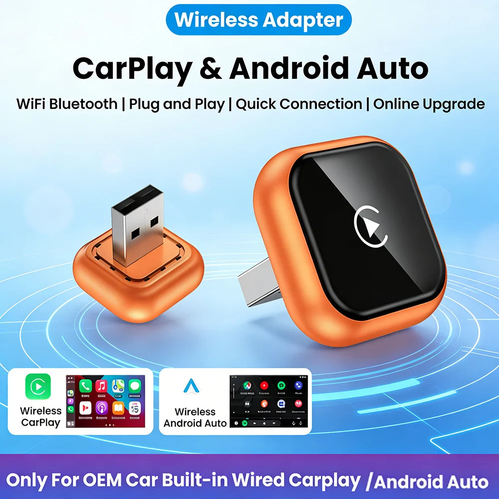 2026 New Mini Slim [USB C], 2-in-1 Wireless CarPlay Adapter & Android Auto Adapter, Plug & Play, 5s Auto-Connect Wireless Carpla