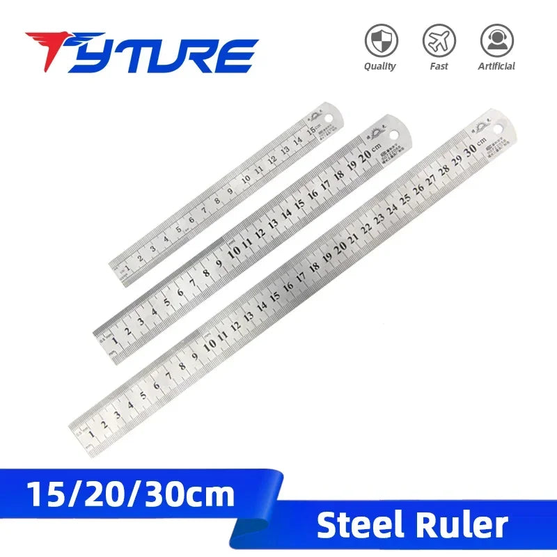 Tyture Straightedge Double Side Scale Metal Ruler High Quality Stainless Steel Woodworking Drawing Measuring Tools 0-15/25/30mm