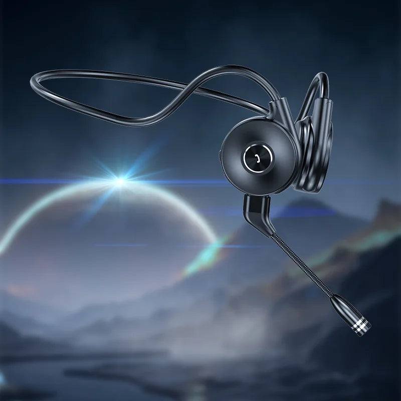 M1 Bone Conduction Bluetooth Earphones with True Stereo Earband Microphone for Running Sports Business Noice Cancelling Mic