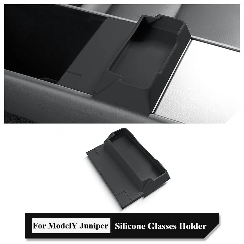 Silicone Glasses Holder For Tesla Model Y/YL Juniper ModelY Launch 2025 Central Control Armrest Box Sunglasses Storage Tray New