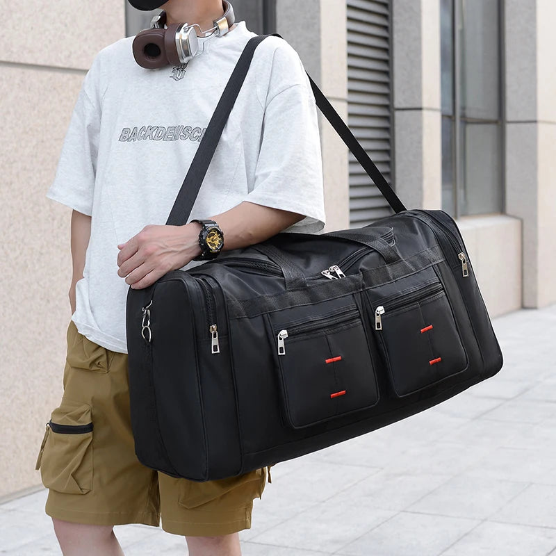 Men's Sports Travel Bag, Extra Large Capacity, Multi-Pocket Crossbody Luggage Bag