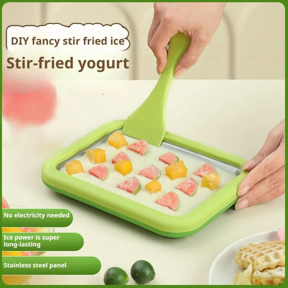 DIY Ice Cream Maker Yogurt Maker Machine for Homemade Rolled Cream Sorbet Gelato,Household Ice Cream Roller Pan with 2 Spatulas