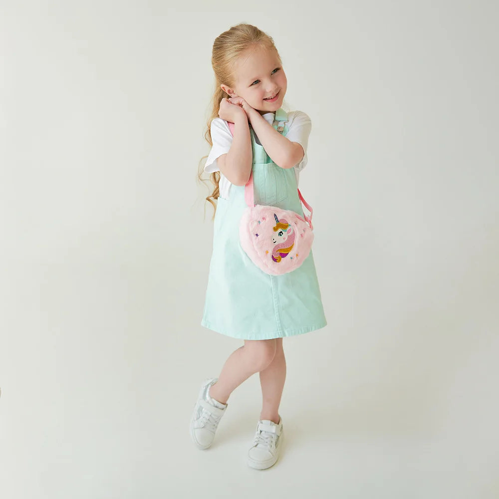Kawaii Plush Crossbody Bag with Adjustable Shoulder Strap Cute Fluffy Unicorn Shoulder Purses Unique Handbag Tote with Zipper