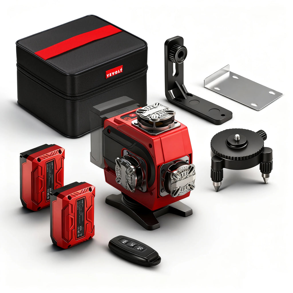 YEVOLT 360° Self-Leveling 16-Line Laser Level (Red/Green Beam Options) - Ultra-Clear for Indoor/Outdoor Use Rechargeable Battery