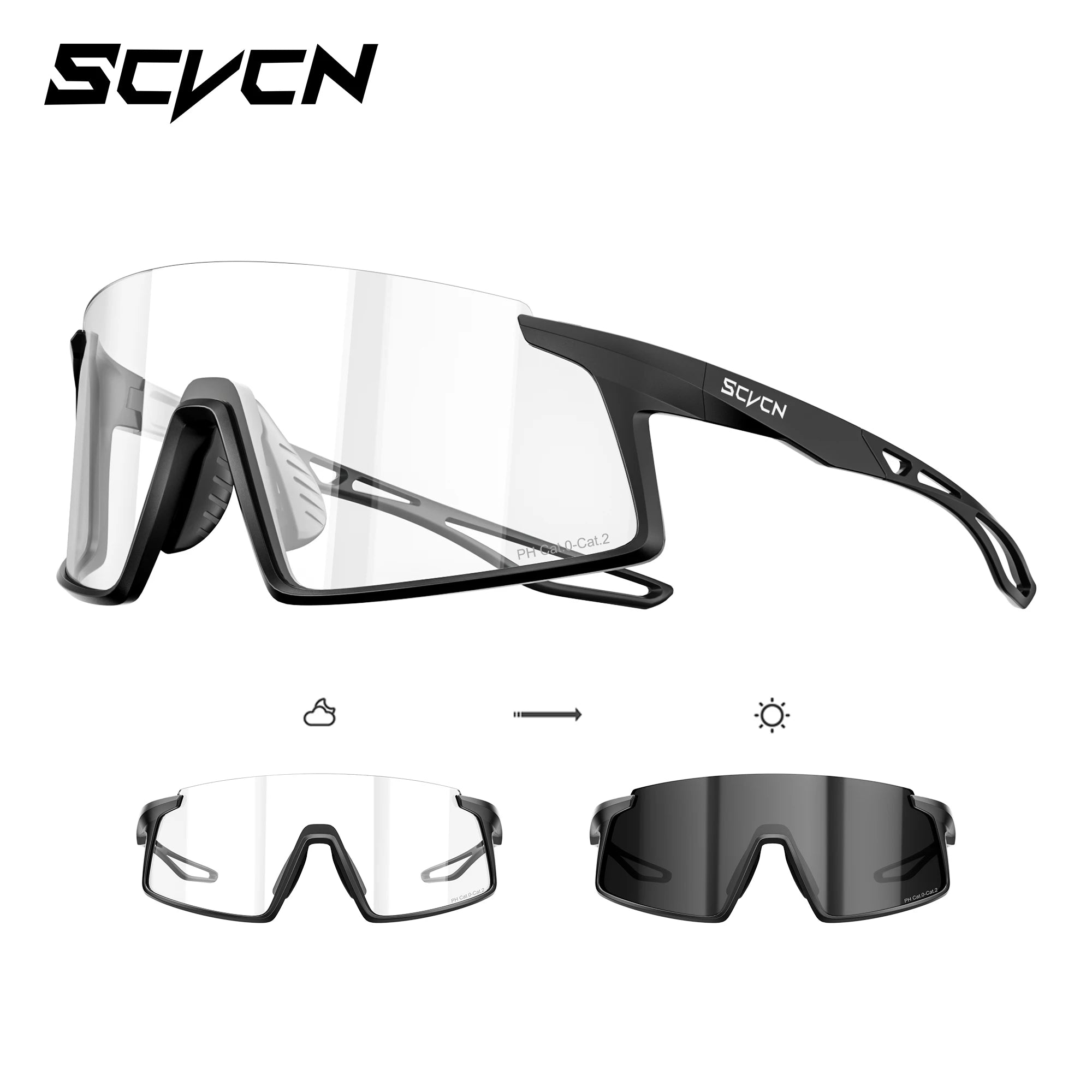 SCVCN 2026 Hiking Eyewear Men's Cycling Sunglasses Photochormic Glasses UV400 Outdoor Sports Goggles Camping MTB Bike Glasses