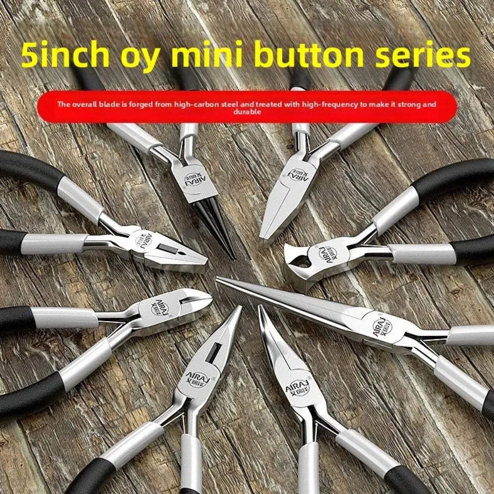 Mini Pointed Toothless Flat Mouth Extended Needle Mouth Oblique Mouth Pliers Flat Mouth Wire Binding Pliers Set