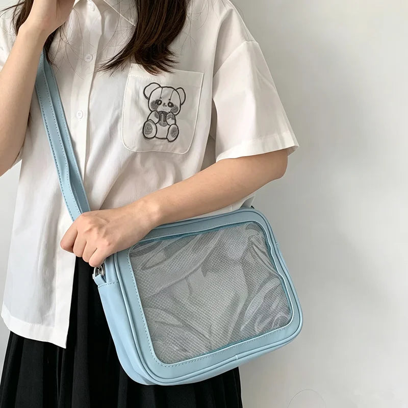 Clear Window Itabag Adjustable Strap Crossbody Bags Girls Anime Dolls Daily Handbag Shoulder Messenger Bag for Women Work School