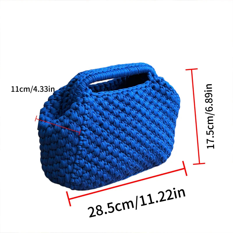 French Style Handmade Crochet Beach Bag Bohemian Tote Women Summer Vacation Casual Shoulder Handbag Luxury Design Large Capacity