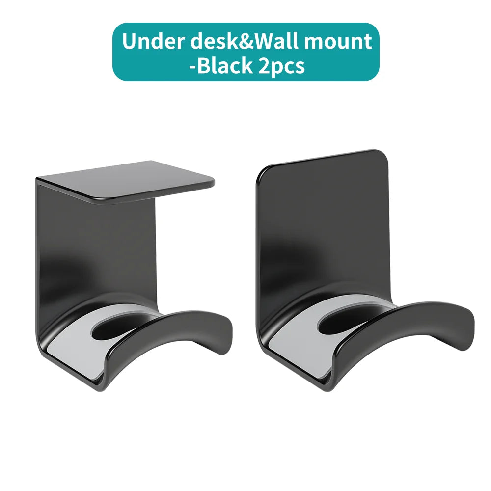 Universal Headphone Stand No Punching Plastic Wall Mount Hanger Under Desk Headset Rack Holder Support for Gaming Earphone
