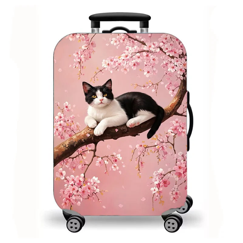 Luggage Cover, Cute Cat Print Stretch Suitcase Protector for Travel, 16 Styles Oil Painting Cat Design