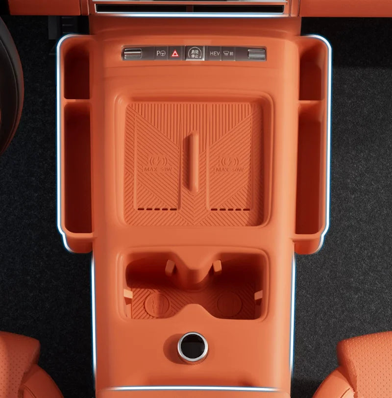 Full Wrap Silicone Center Console Pad for BYD Leopard 7 Titanium 7 Cup Holder Mat Anti-Scratch Interior Accessory