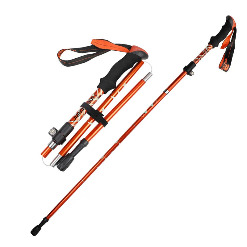 2PCS Trekking Poles Ultralight Hiking Stick Collapsible Folding Walking Cane Set Adjustable Camping Equipment Lightweight