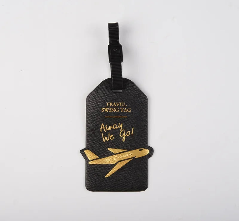 Travel Accessories Women Men Label Suitcase Tags ID Address Holder Creative Aircraft PU Leather Luggage Tag Baggage Boarding