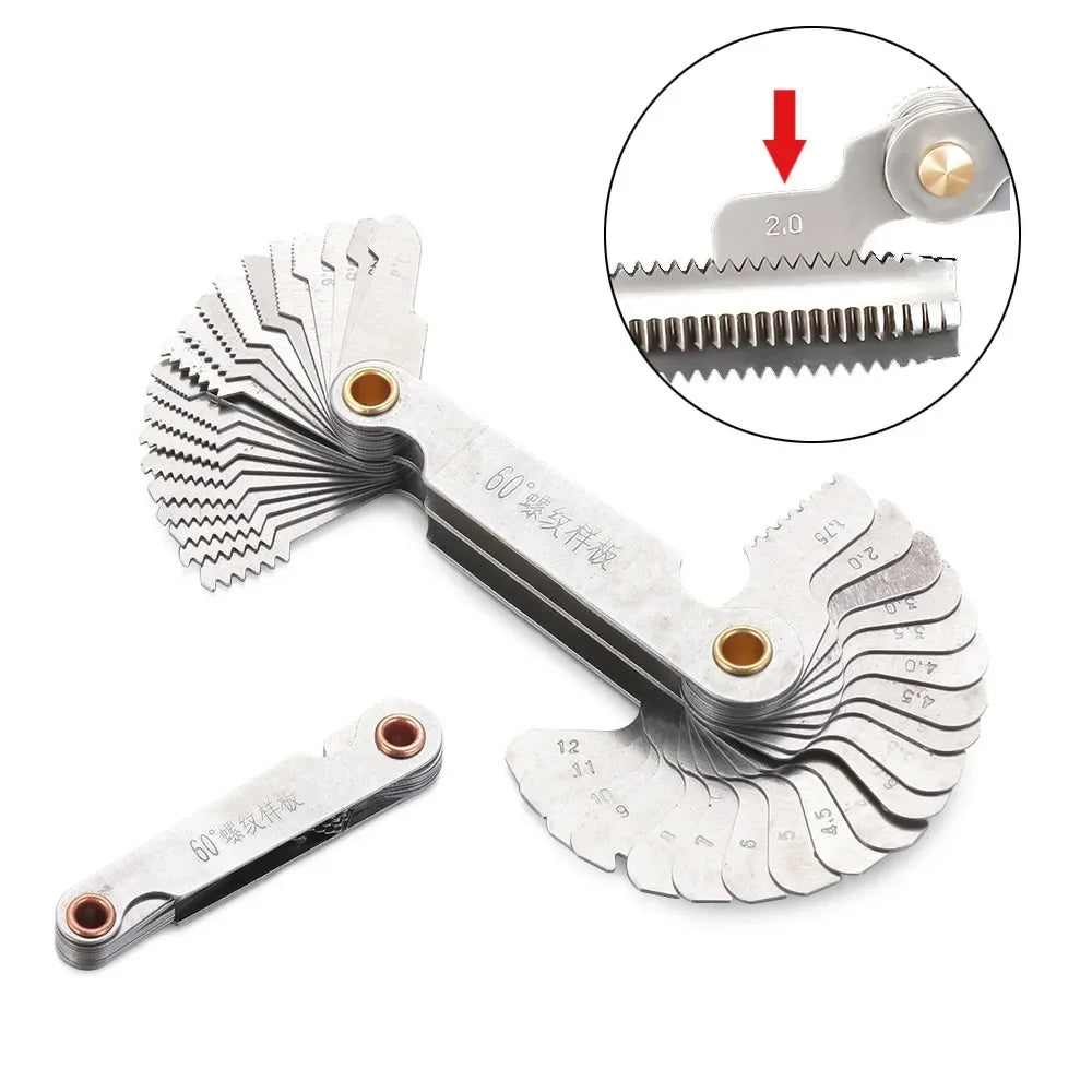 1pc 55/60 Degree Metric Inch Thread Plug Gauge Gear Tooth Screw Pitch Gauges Measuring Center Metrisch Thread Measurement Tools