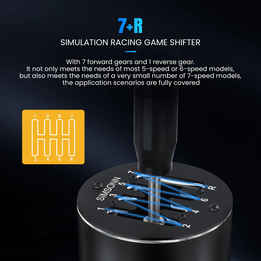 SIMSONN Sim Racing Gear Shifter 7+R Magnetic Induction Driving Simulator Games Manual H Gear For PC Logitech G29 G27 G25 G920