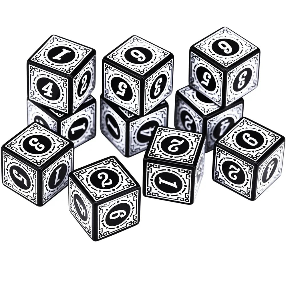10Pcs/Set 16mm D6 Dice Square Edged Corner Numbers 6 Sided Dices Acrylic Playing Table Board Games Bar Pub Club Party DND