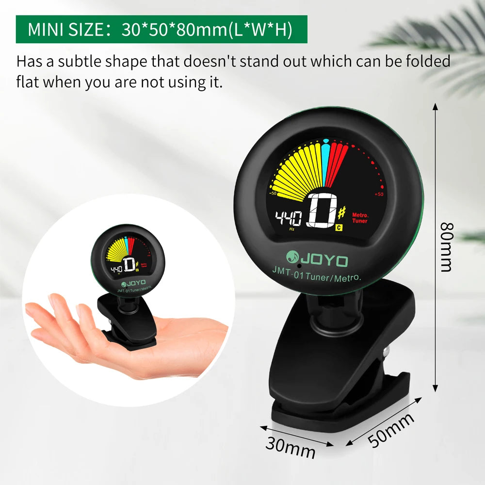 JOYO JMT-01 Guitar Tuner TAP Tempo Metronome 360° Rotating Clip Chromatic Tuning for Guitar/Bass/Violin/Ukulele