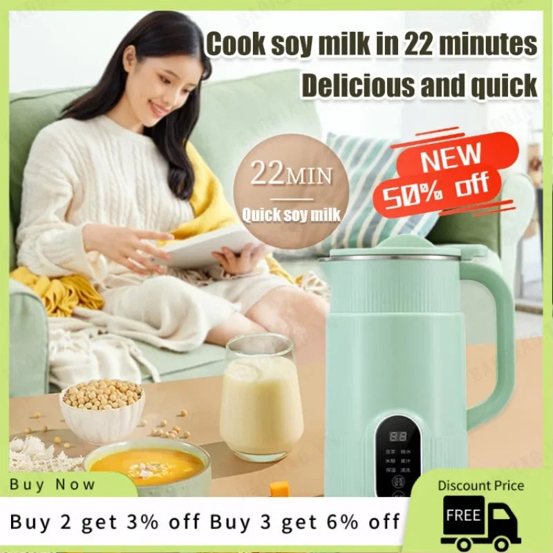 800ml Soy Milk Maker Multifunctional Wall Breaking Machine Automatic Soya-Bean Milk Rice Paste Maker Free-filter