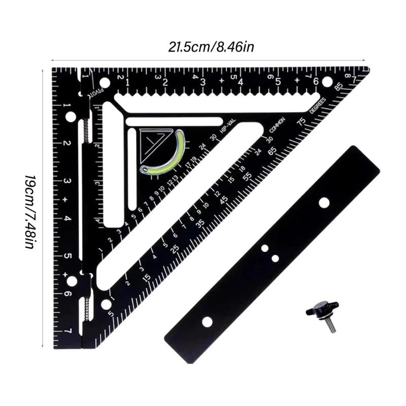 Woodworking Square Protractor Aluminum Miters Triangles Ruler Layout Measuring